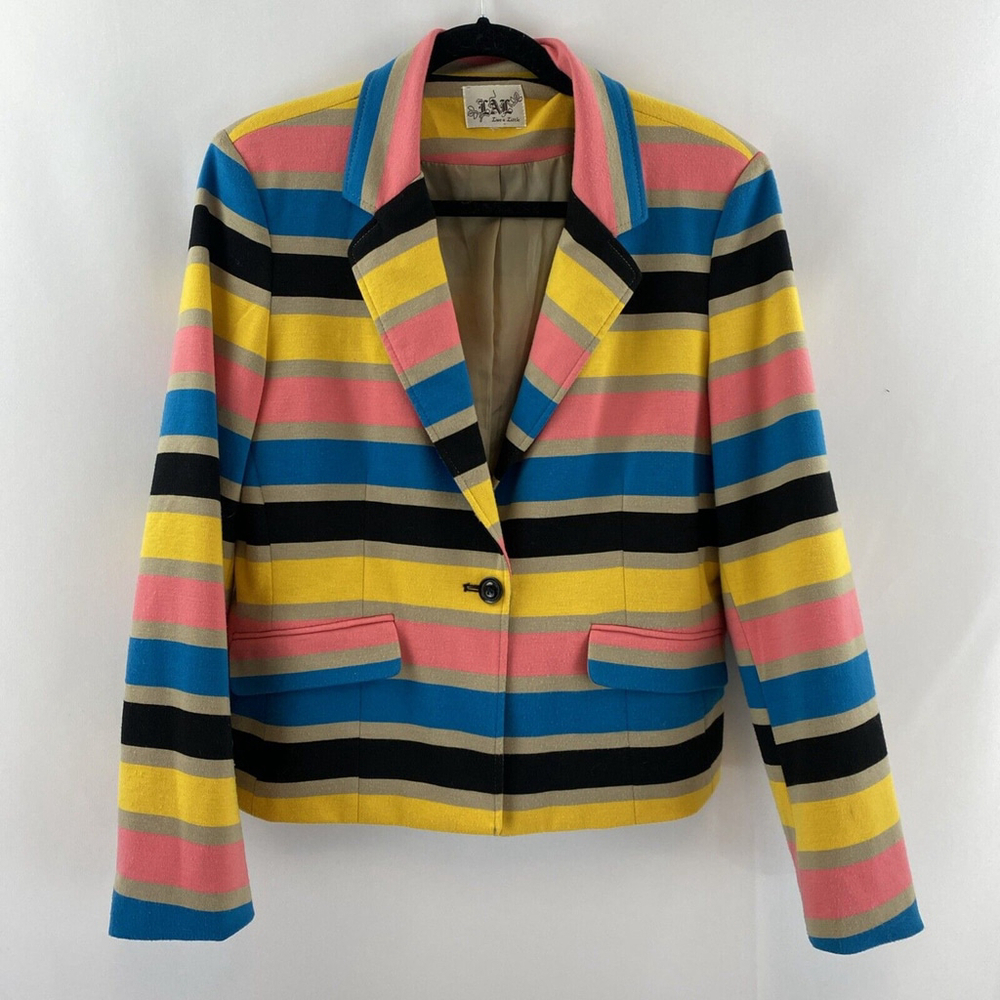 Live a Little Multicolour Stripped Blazer Easter‎ Spring Padded Shoulders